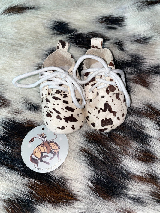Black & White Cowhide Baby Shoes