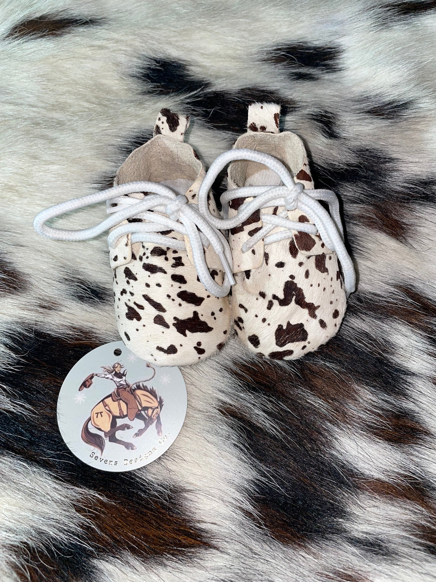 Black & White Cowhide Baby Shoes