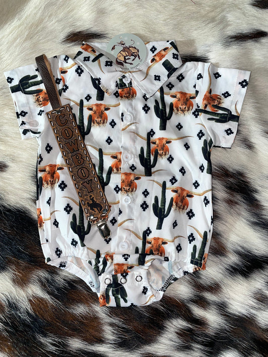 Longhorn Button Up Romper