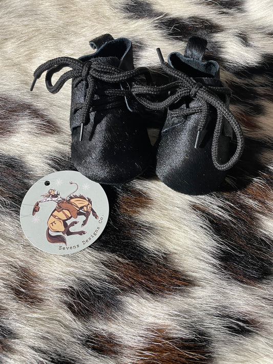 Black Cowhide Baby Shoes